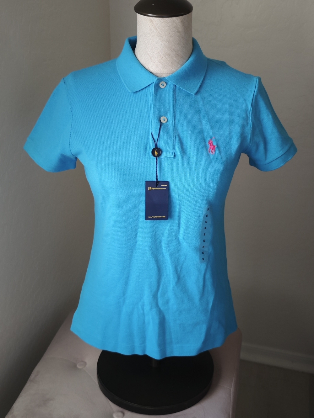 Polo Ralph Lauren "The Skinny Polo" Turquoise/Pink Pony S NWT